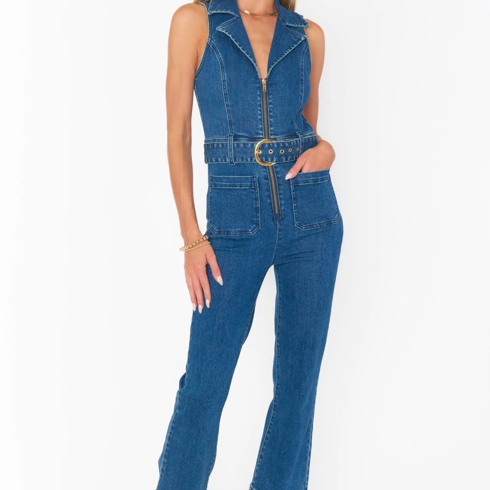 Show Me Your Mumu Denim Jumpsuit - Jacksonville Cropped Jumpsuit size XL - Picture 5 of 16